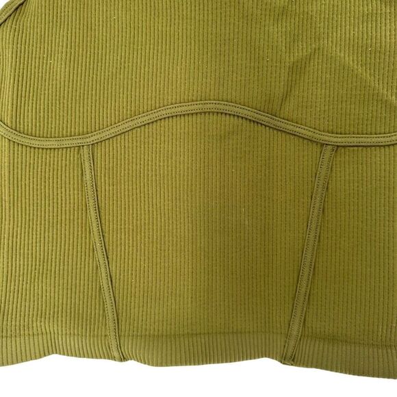 Urban Outfitters Crop Top Green Size S Ribbed Corset Stretch Scoop Neck Basic - Picture 2 of 6